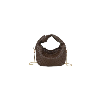 Sac bandoulière marron tressé Gallantry – Petit sac chic avec chaîne