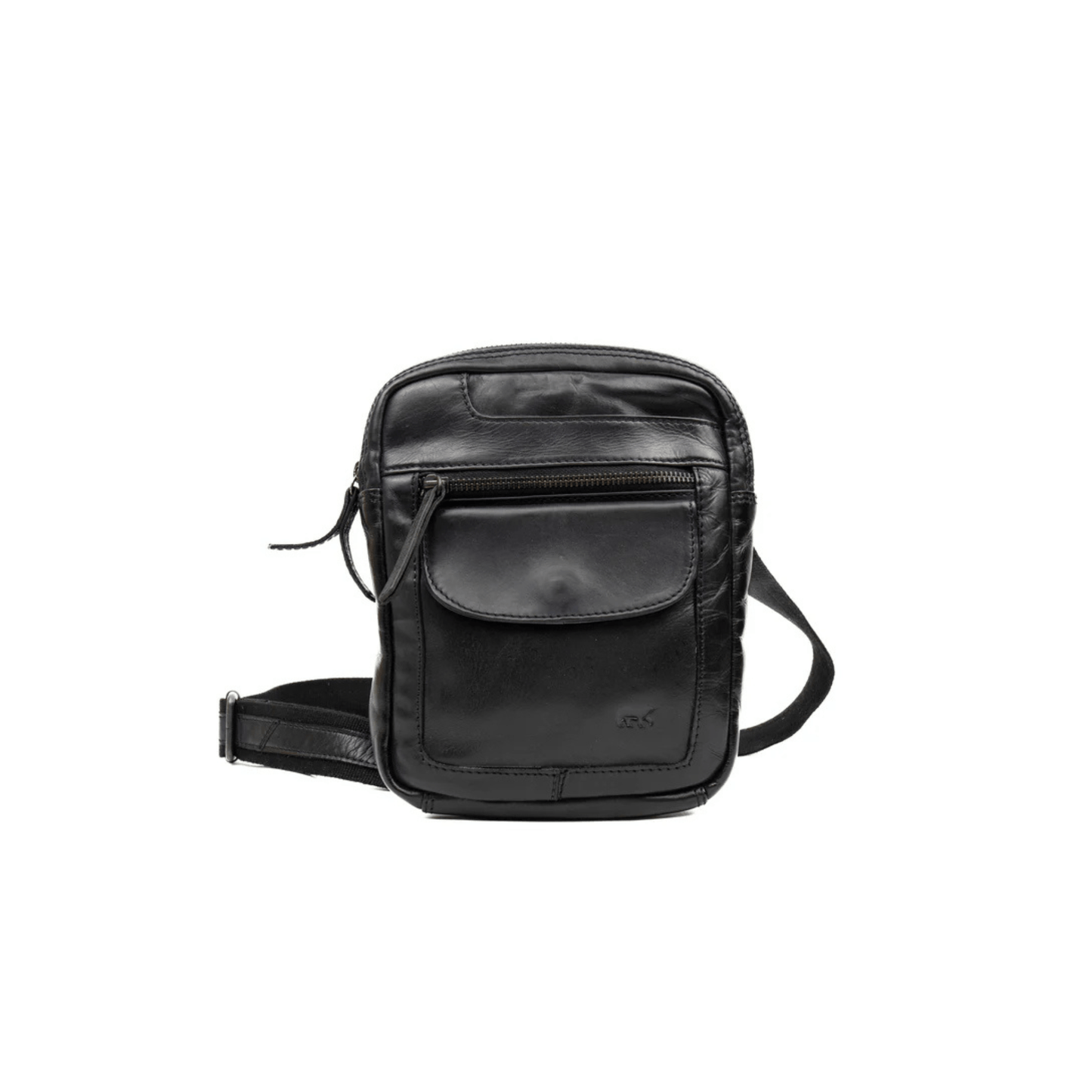 Sac bandoulière Bear Design Sasha Noir en cuir véritable vue de face