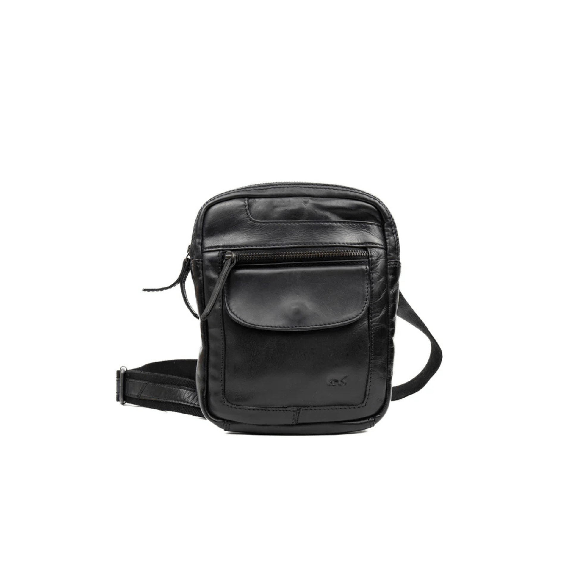Sac bandoulière Bear Design Sasha Noir en cuir véritable vue de face