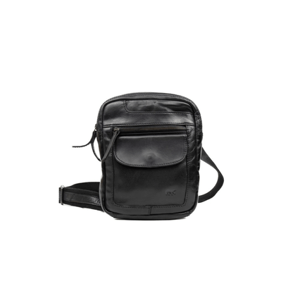 Sac bandoulière Bear Design Sasha Noir en cuir véritable vue de face