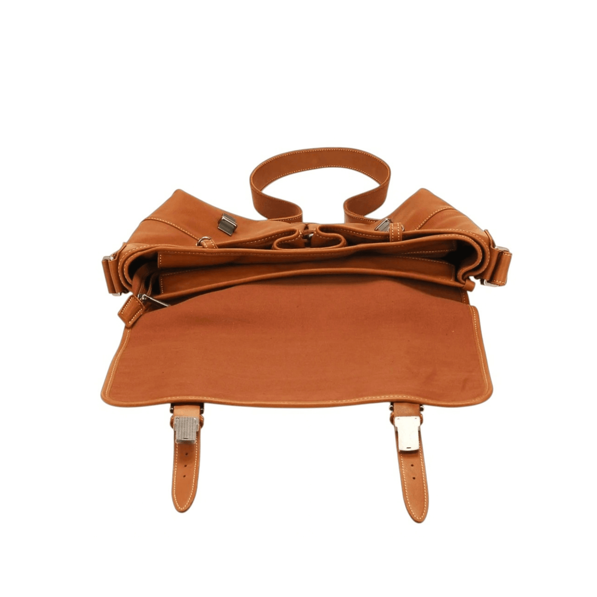 Intérieur grande besace reporter Arthur & Aston Johany cognac