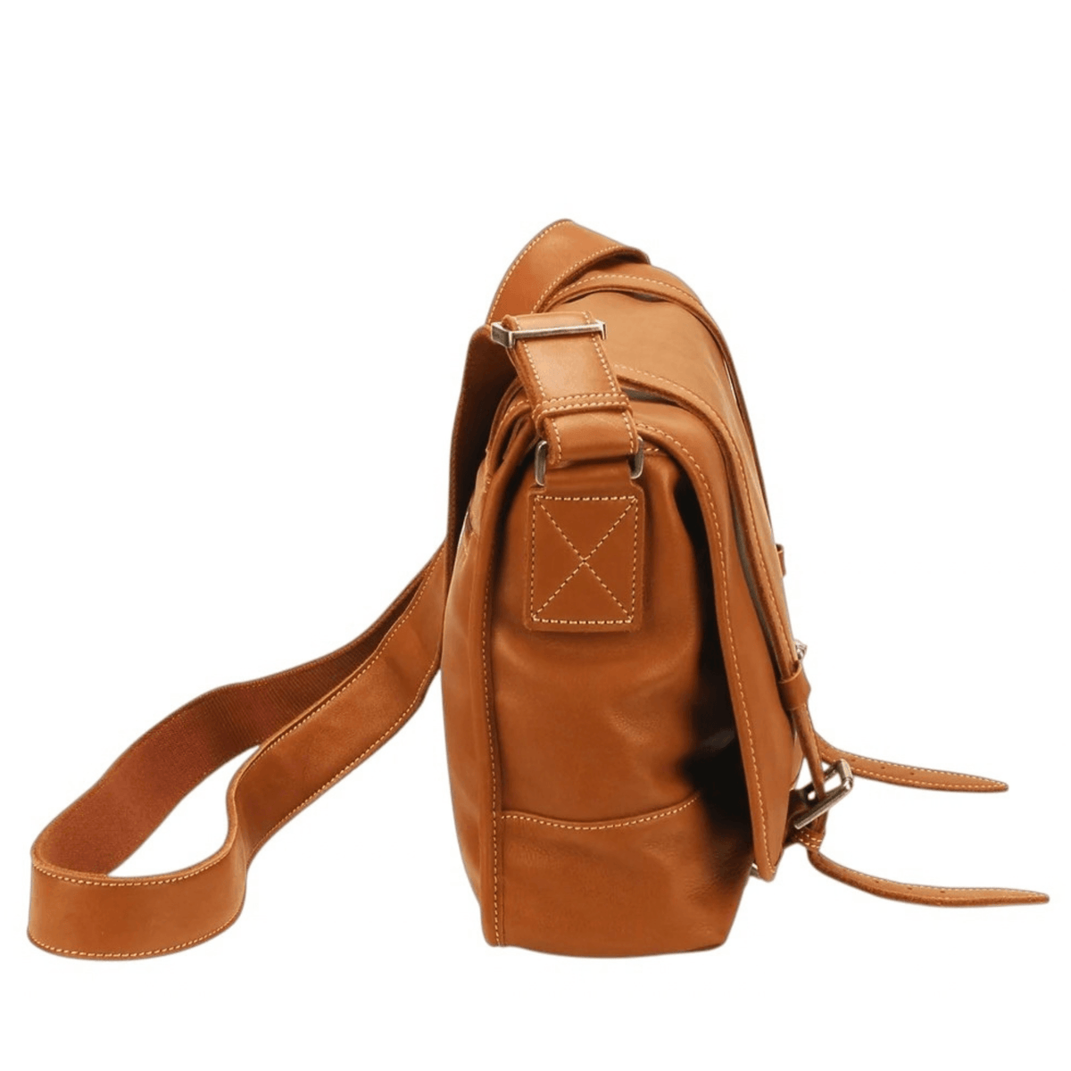 Sac bandoulière Johany Arthur & Aston en cuir cognac vue de profil