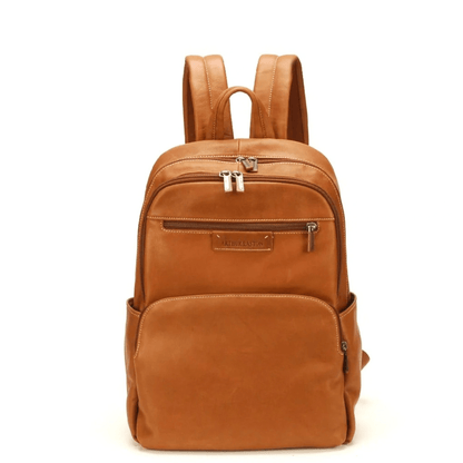 Grand sac à dos Arthur & Aston Johany en cuir cognac vue de face