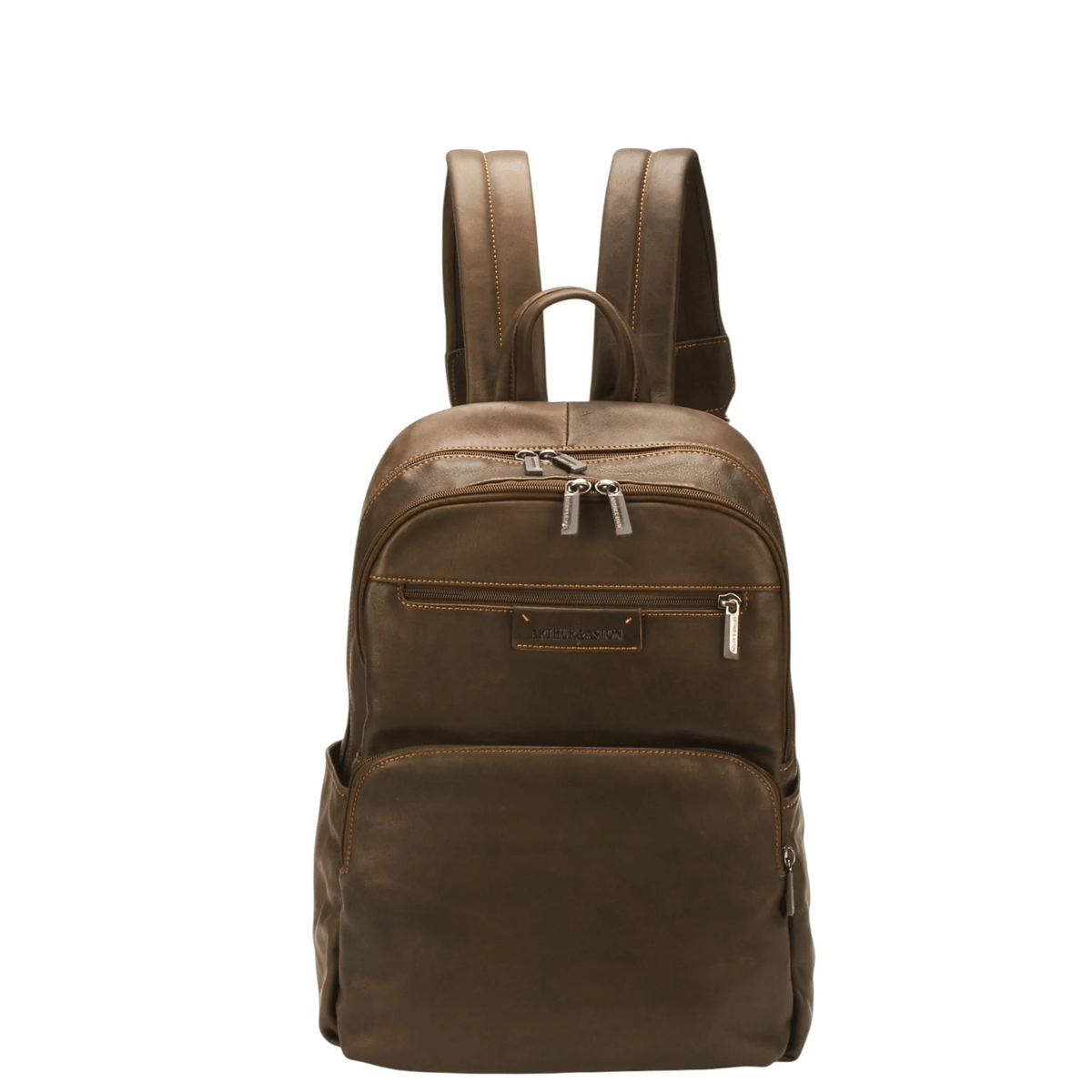 Grand sac à dos Arthur & Aston Johany en cuir marron vue de face