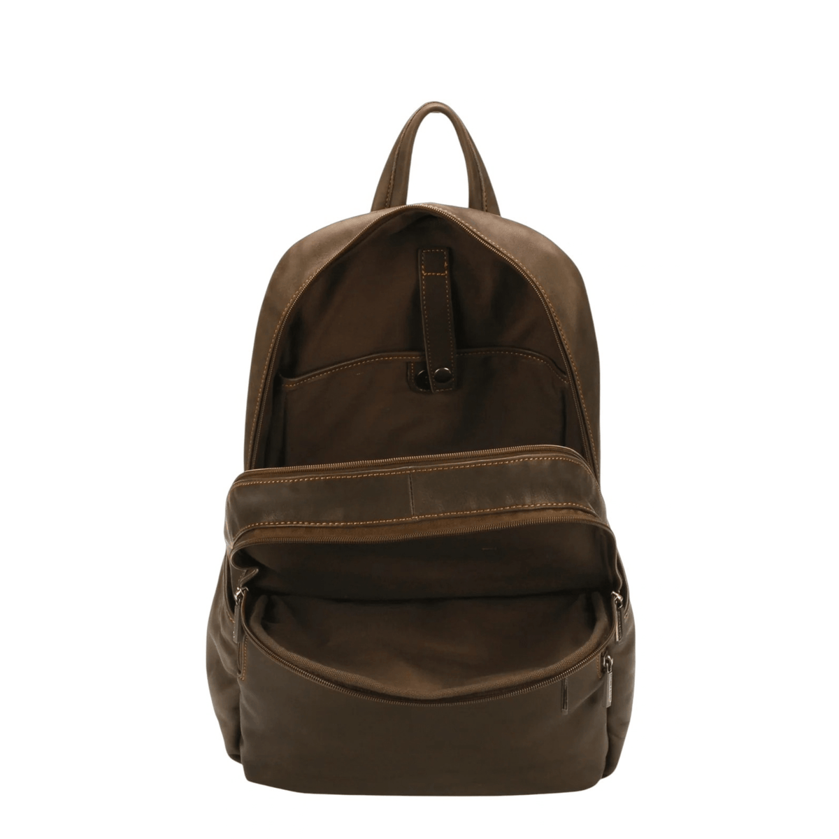 Compartiments intérieurs du sac à dos cuir marron Arthur & Aston Johany