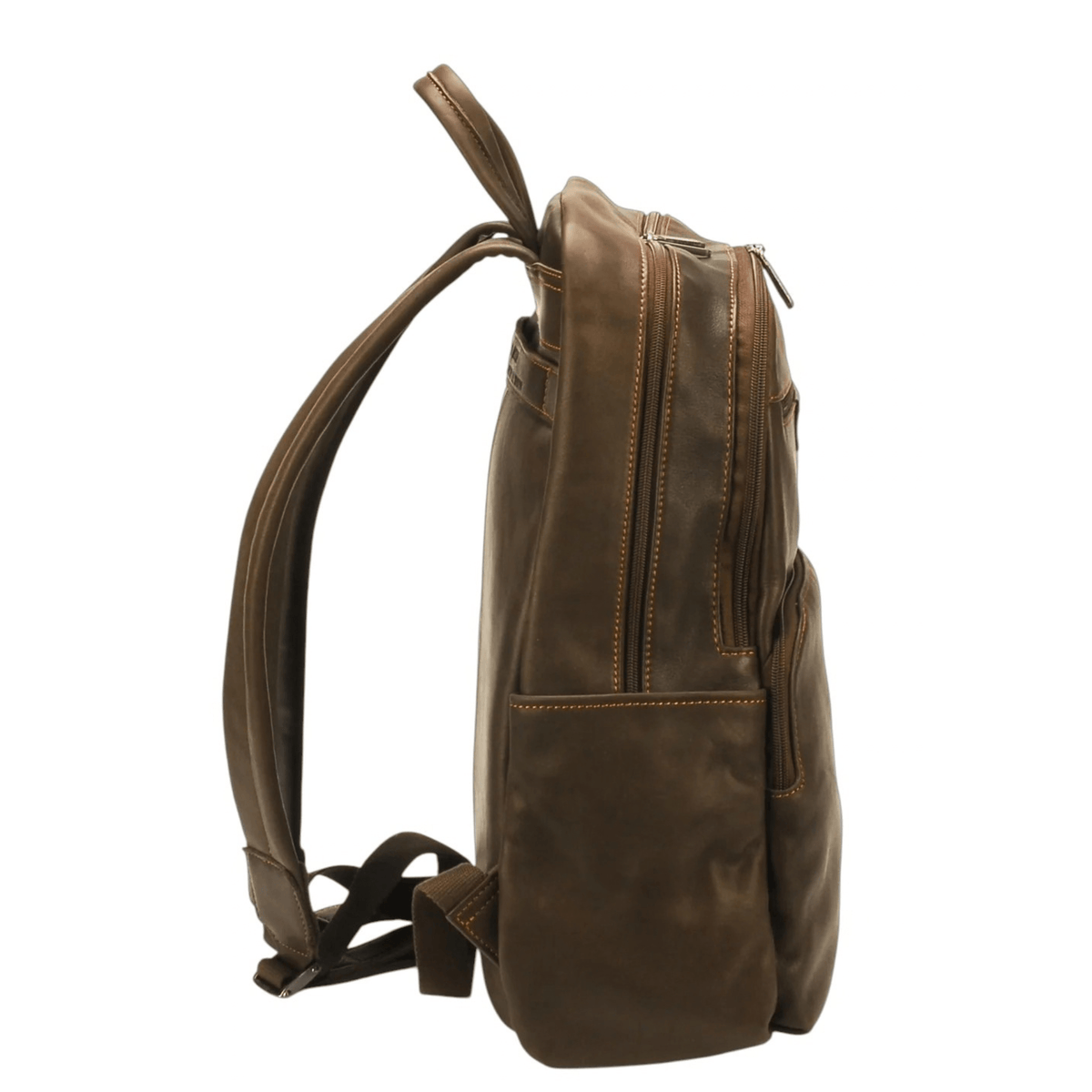 Grand sac à dos cuir Arthur & Aston Johany marron vue de profil