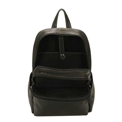 Intérieur et compartiments du sac à dos Arthur & Aston Johany en cuir noir