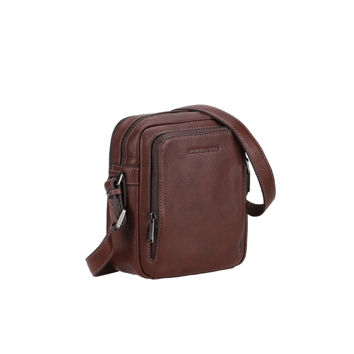 Sac travers Arthur & Aston Nairo châtaigne en cuir vue de profil