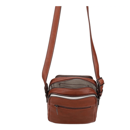 Sac Arthur & Aston Nairo cognac avec deux compartiments zippés