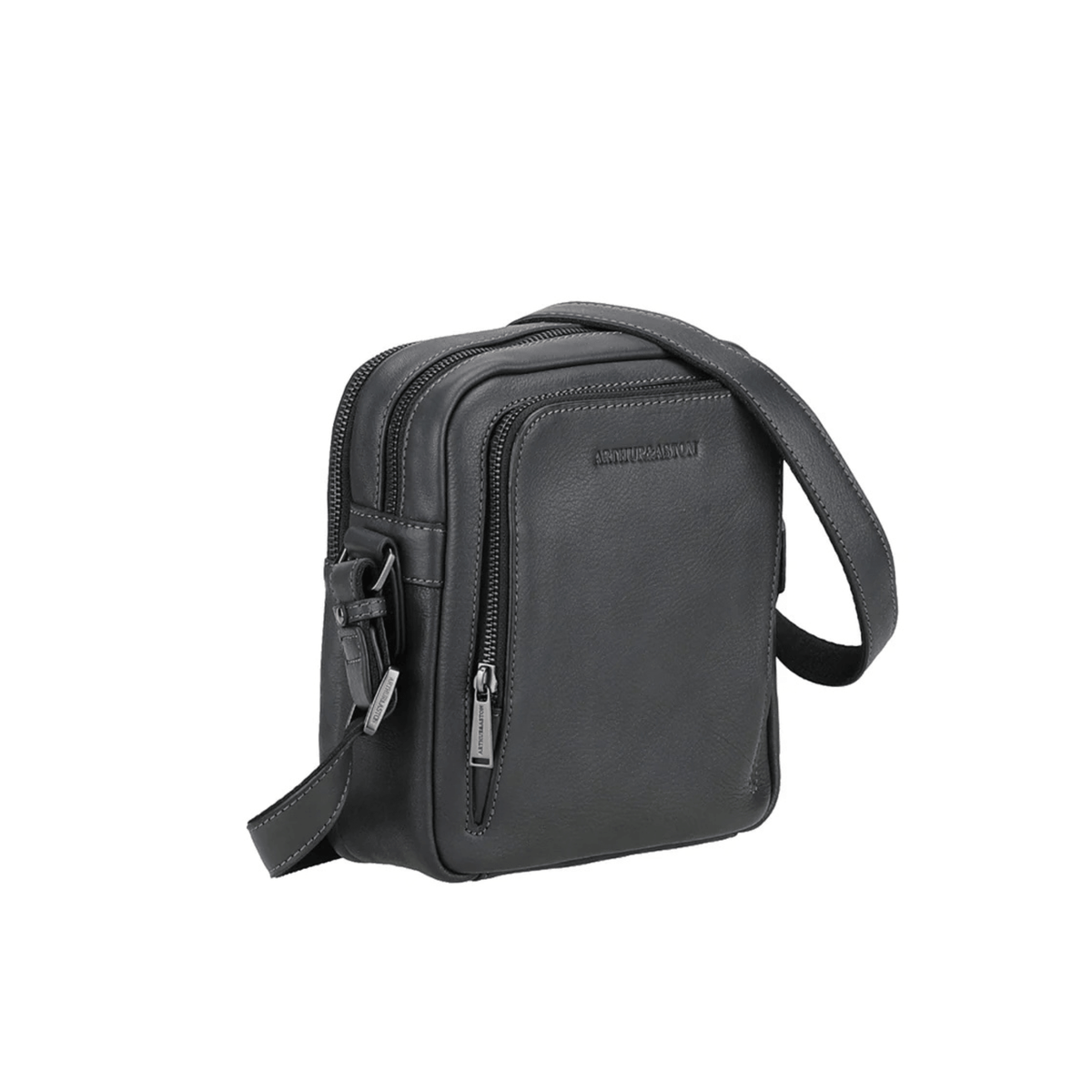 Sac travers Arthur & Aston Nairo noir en cuir vue de profil