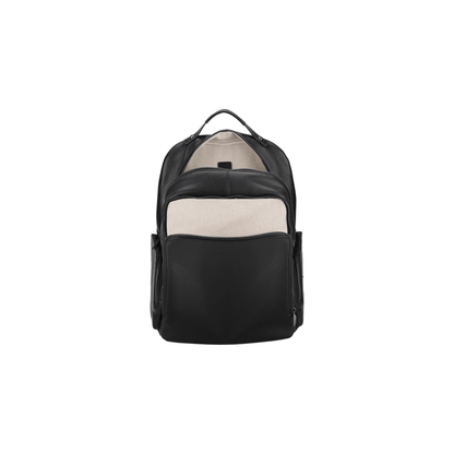 Sac à dos cuir Nairo Arthur & Aston noir ouvert avec rangements intérieurs