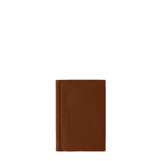Porte-papiers Ateliers Fourès Hespérie en cuir de vachette pleine fleur marron, fabriqué en France