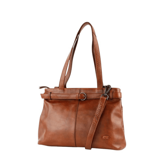 Sac à main BEAR DESIGN Evi CL46448 en cuir cognac vue trois-quarts