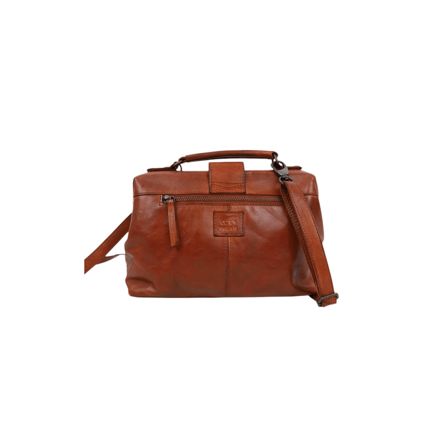 Sac cuir femme BEAR JULIA L vue arrière avec poche zippée Nevada Maroquinerie
