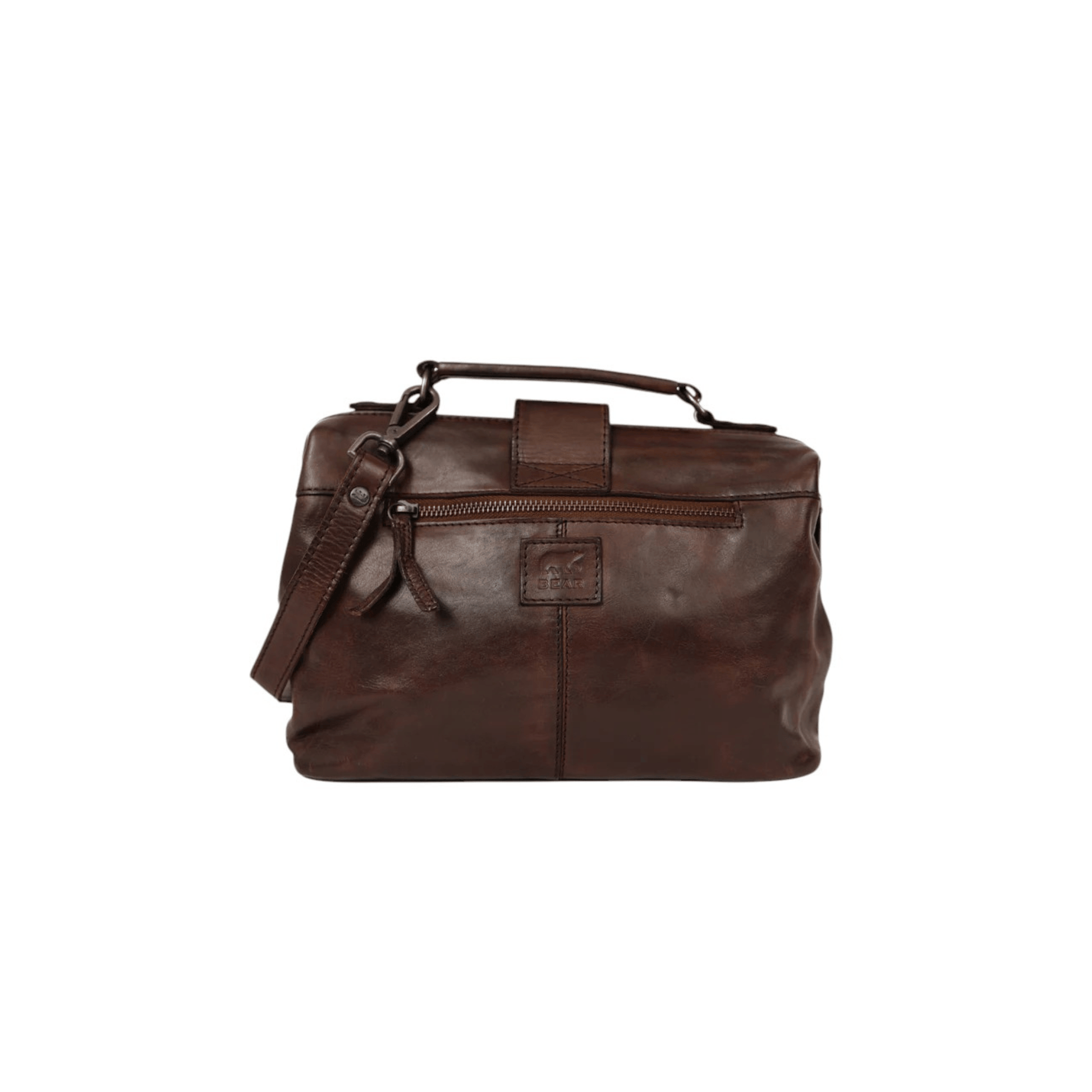 Sac cuir femme BEAR JULIA L vue arrière avec poche zippée Nevada Maroquinerie
