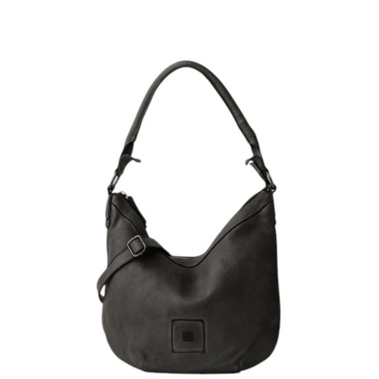 Sac hobo BIBA BOSTON BT29 noir, vue de face avec poignée épaule et bandoulière réglable