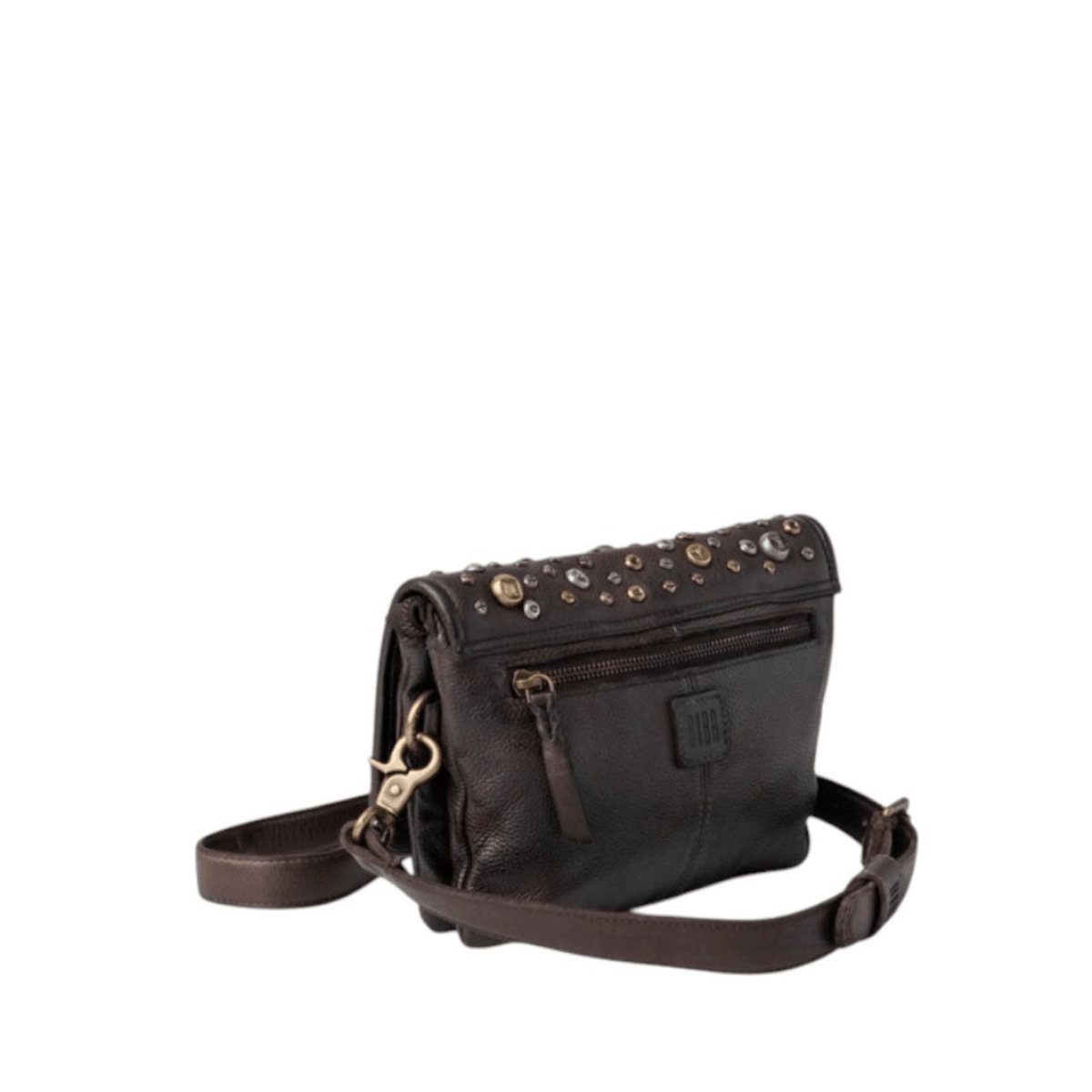 Vue arrière du sac BIBA BUNN noir avec poche extérieure zippée et bandoulière
