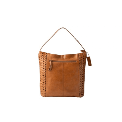 Vue arrière du sac porté épaule BIBA Elk ELK1L cognac avec poche extérieure zippée