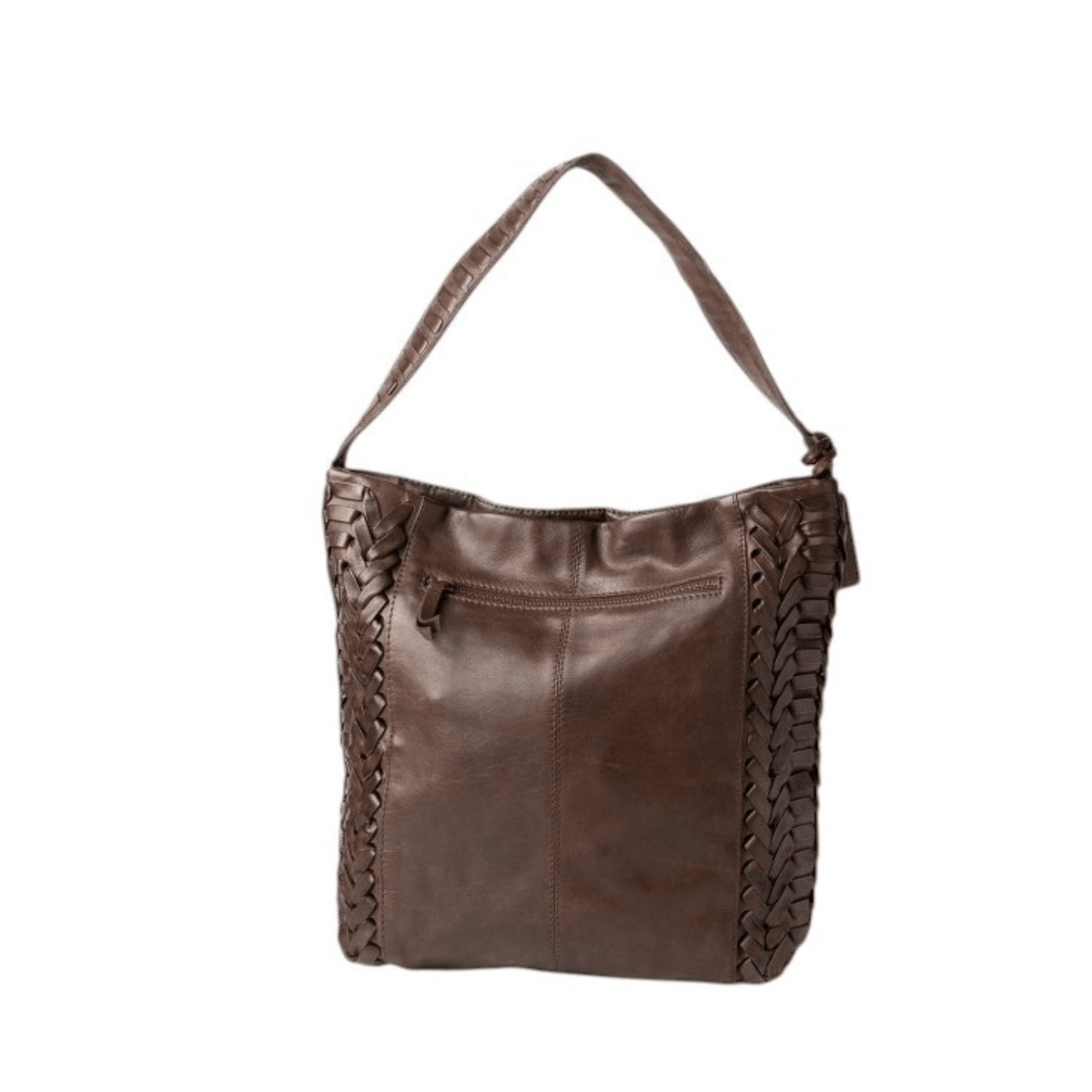Sac porté épaule BIBA Elk ELK1L marron, vue arrière avec poche zippée