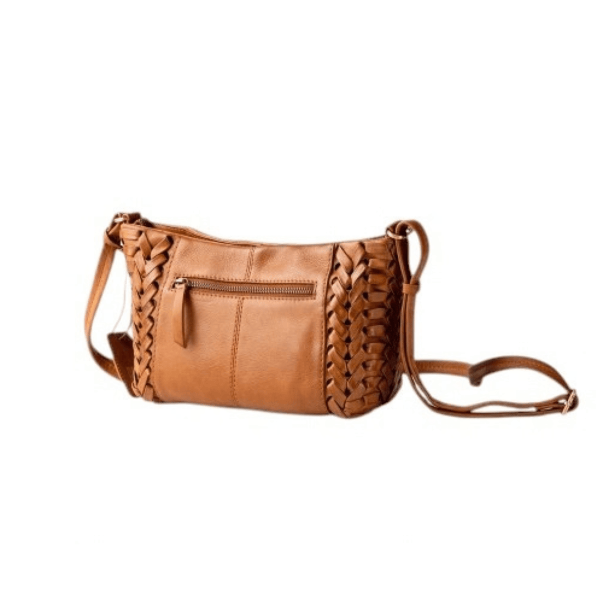 Vue arrière du sac BIBA Elk cognac avec poche extérieure zippée