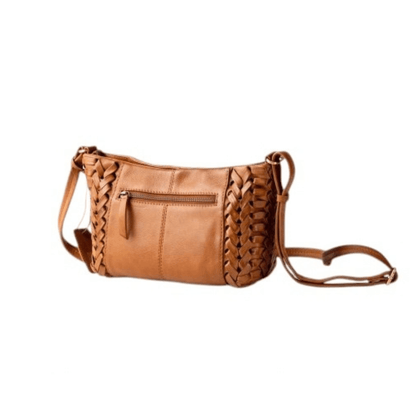 Vue arrière du sac BIBA Elk cognac avec poche extérieure zippée