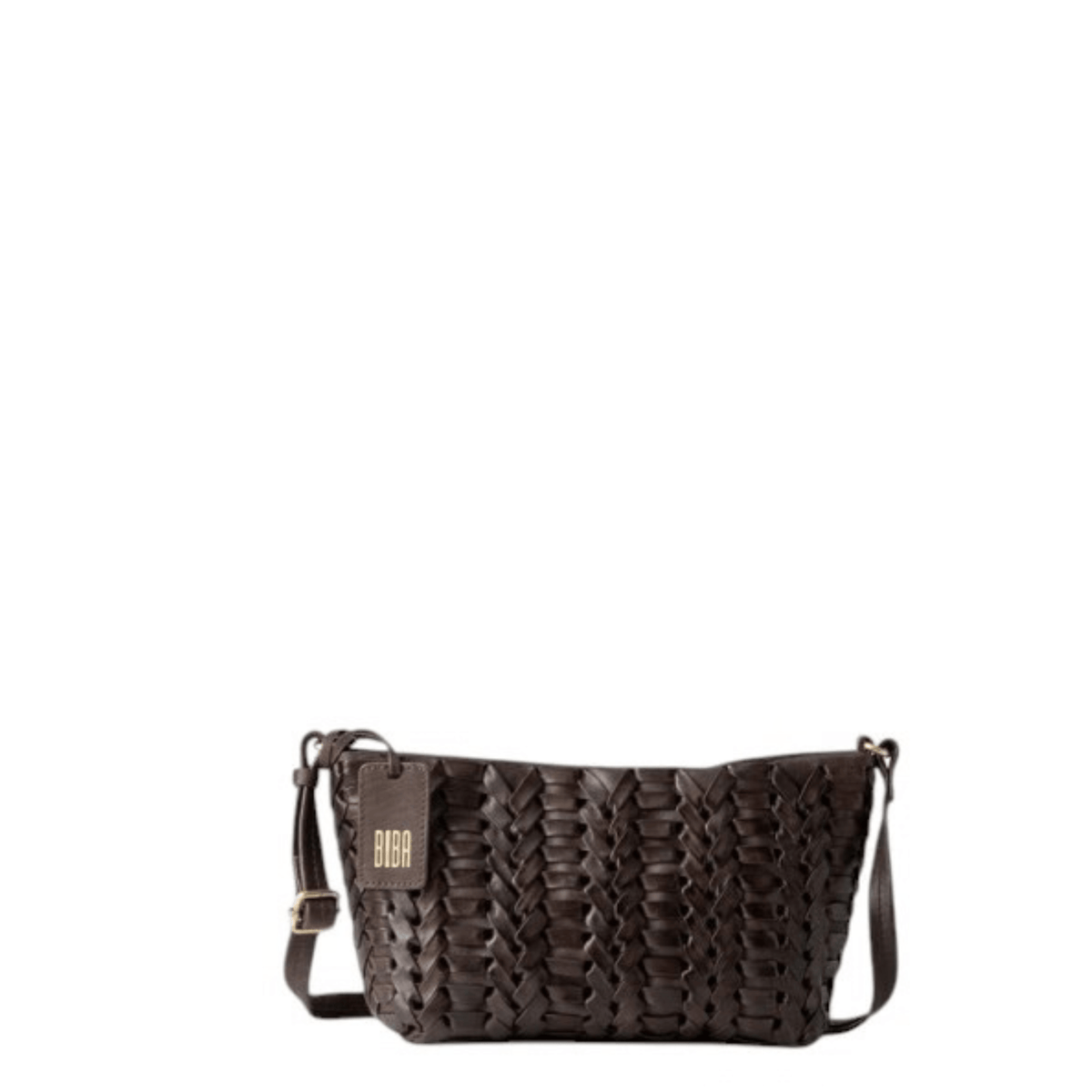 Sac bandoulière BIBA Elk marron en cuir de vachette tressé avec bandoulière ajustable