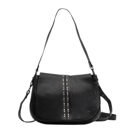Sac BIBA HANCOCK HAK1L noir, vue de face avec rabat orné de deux rangées de clous métalliques