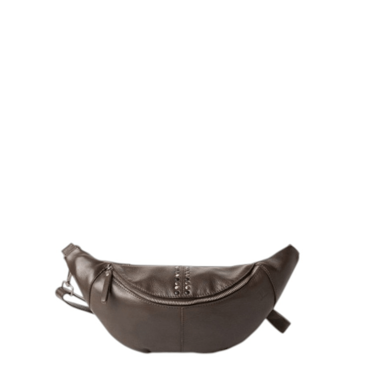 Sac banane BIBA HANCOCK HAK5L marron, vue de face avec clous décoratifs et fermeture zippée
