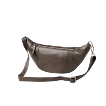 Arrière du sac banane BIBA HANCOCK marron avec poche zippée et bandoulière réglable