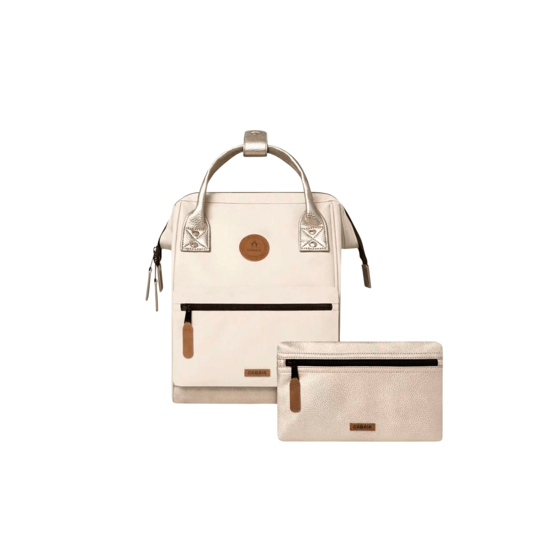 Sac à dos Cabaia Adventurer Small Alger beige et doré avec pochettes interchangeables Jardin d'Essai et La Casbah - Nevada Maroquinerie