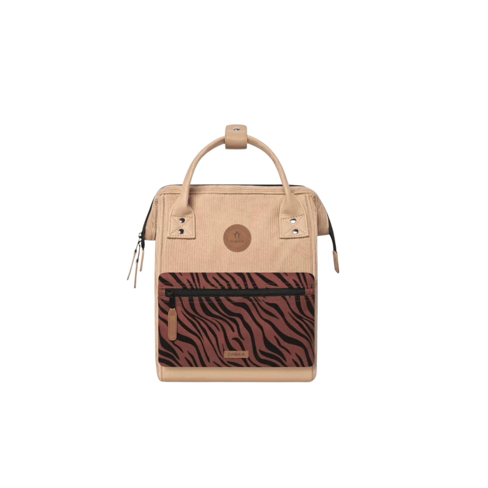 Sac à dos Cabaia Adventurer Small Luxor en velours côtelé beige avec deux pochettes interchangeables 