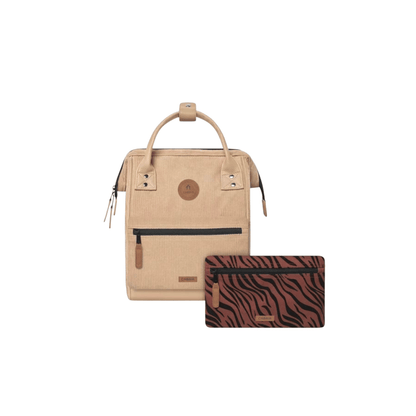 Sac à dos Cabaia Adventurer Small Luxor en velours côtelé beige avec deux pochettes interchangeables - Nevada Maroquinerie