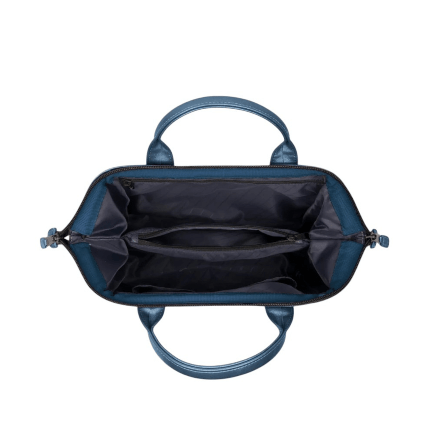 Vue du dessus du sac Cabaïa Crossbody Adventurer Medium Larissa avec ouverture grand angle.