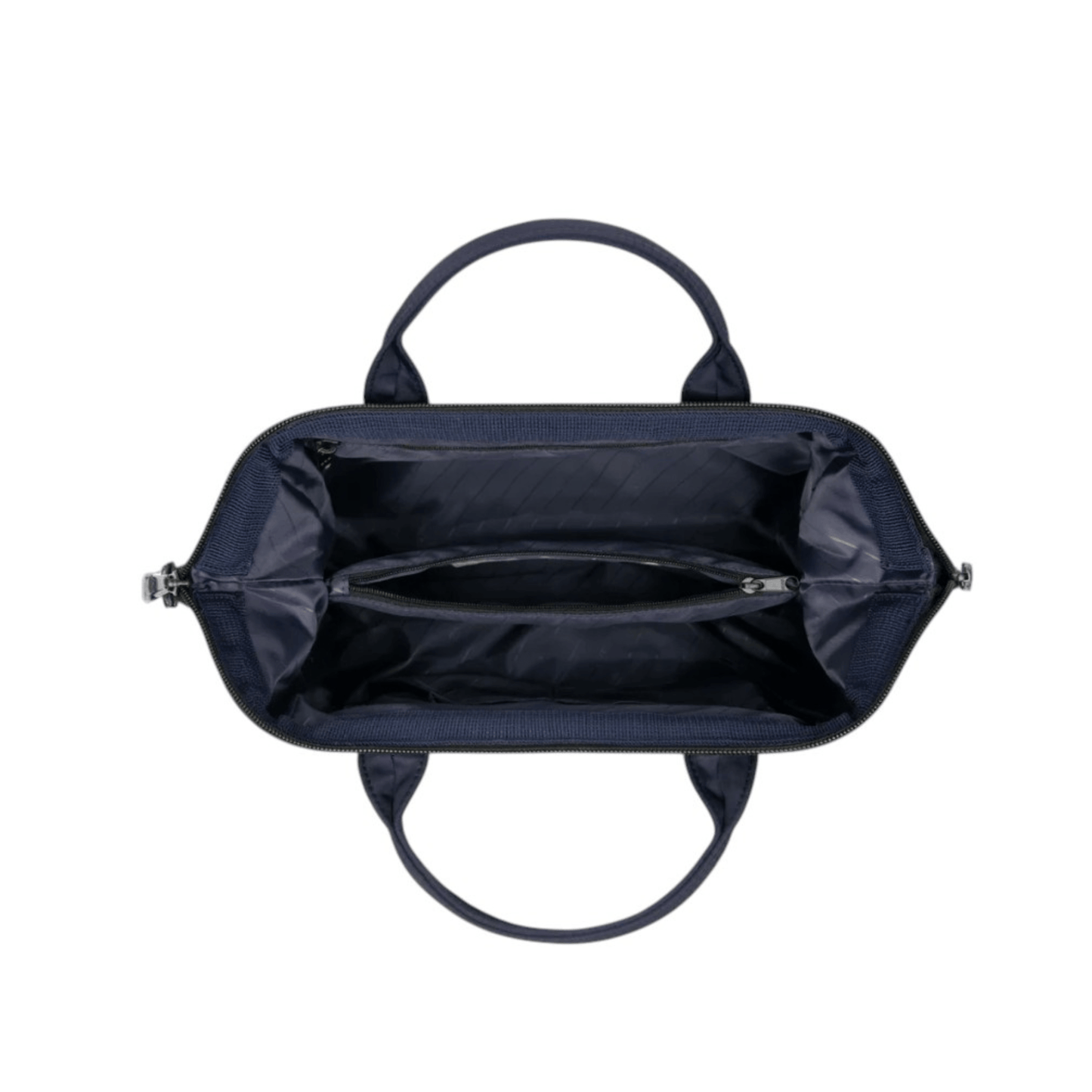 Vue du dessus du sac Cabaïa Crossbody Adventurer Medium Nara montrant son organisation intérieure.