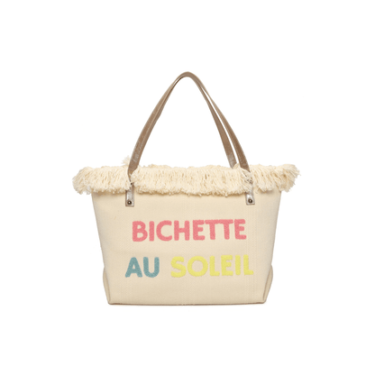 Cabas femme Bichette au Soleil grand format bohème chic avec franges