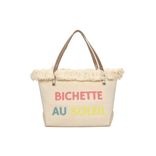 Cabas femme Bichette au Soleil grand format bohème chic avec franges