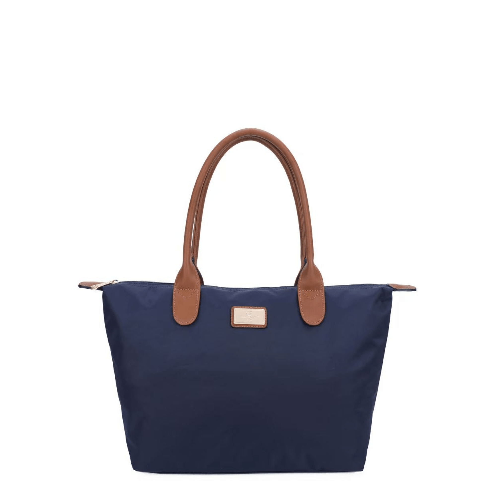 Cabas Gallantry Paris marine en nylon léger avec anses synthétiques marron