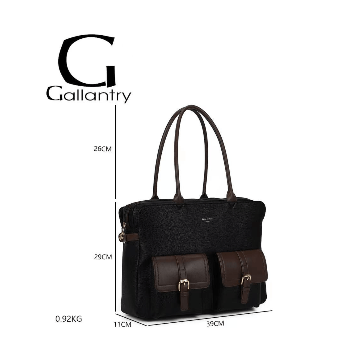 Cabas Gallantry R-2055 noir café format A4 dimensions 39 × 29 × 11 cm