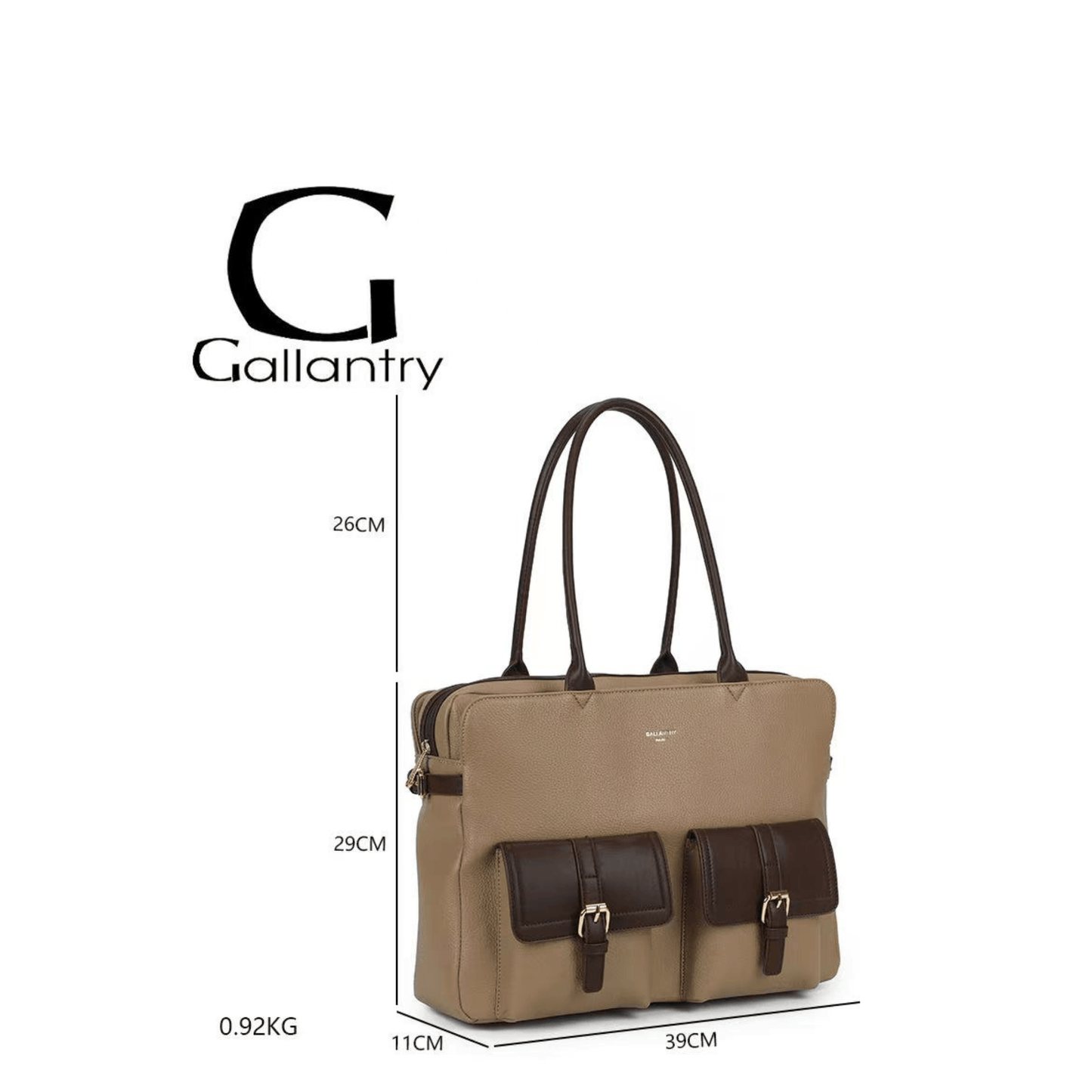 Cabas Gallantry R-2055 taupe café format A4 dimensions 39 × 29 × 11 cm
