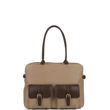 Cabas Gallantry R-2055 taupe et café en simili cuir grainé vu de face
