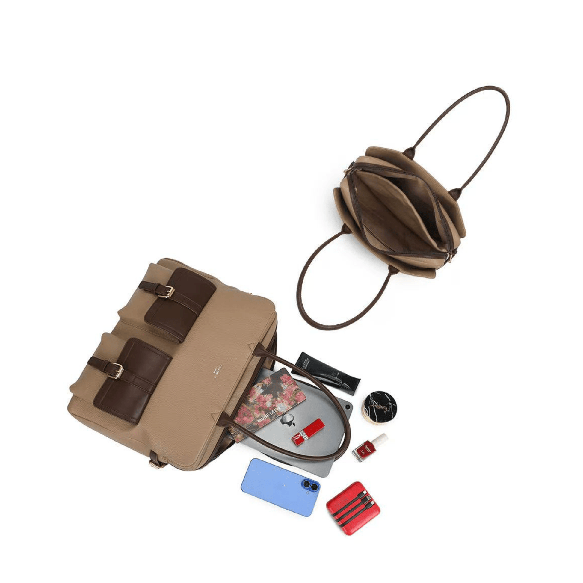 Grand cabas Gallantry R-2055 taupe café avec intérieur compartimenté