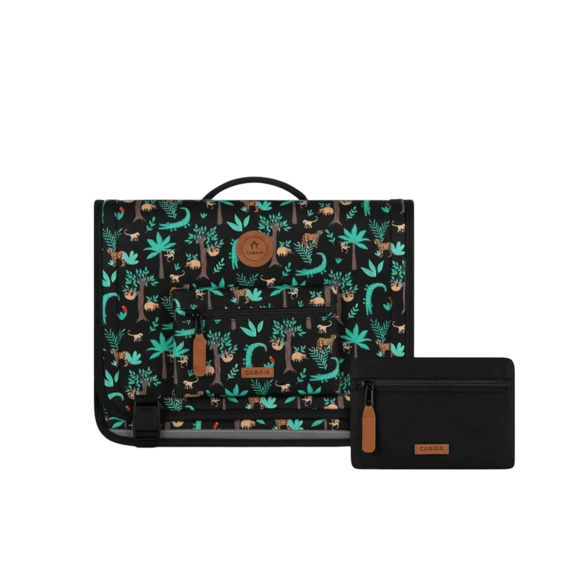 Cartable CABAÏA Discover Medium Avignon motif jungle avec 2 pochettes interchangeables