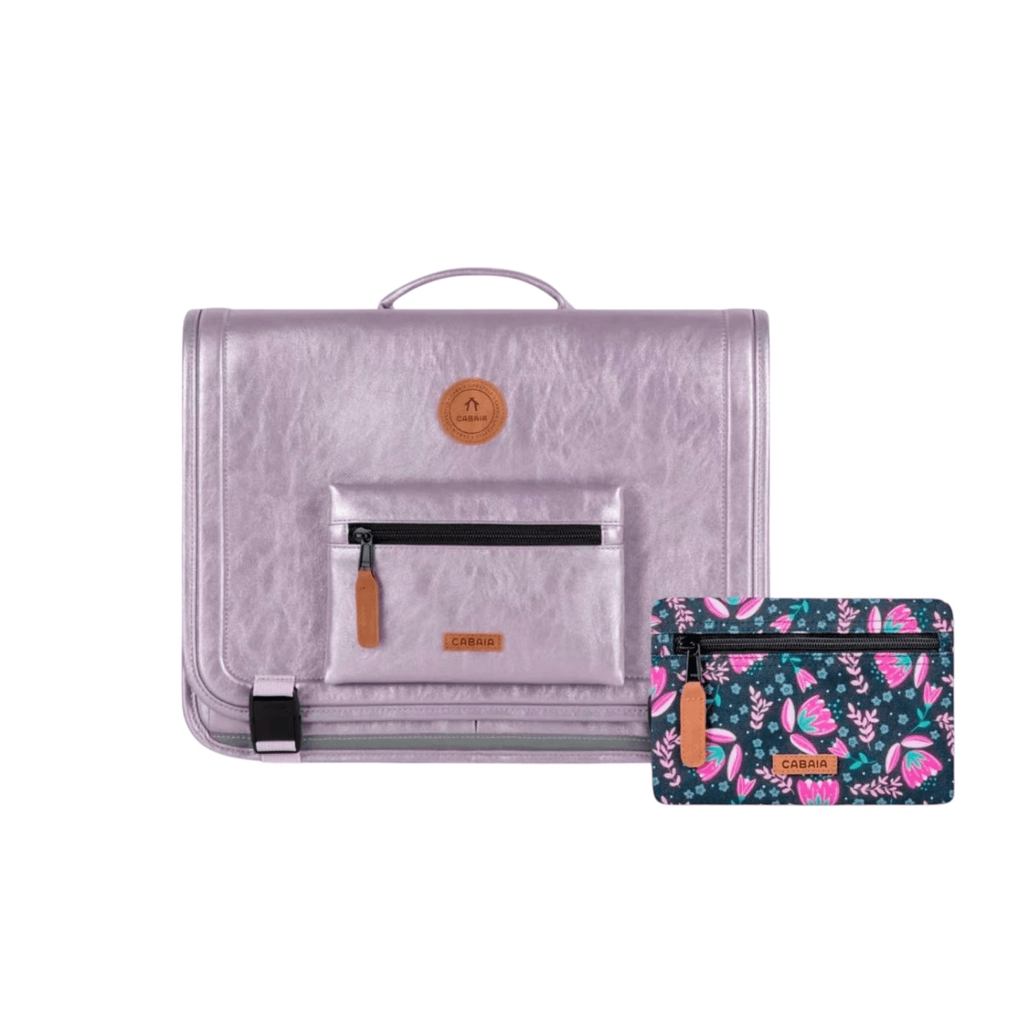 Cartable CABAÏA Discover Medium Capri violet métallisé avec 2 pochettes interchangeables