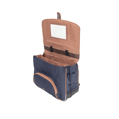 Cartable Tann's Camille Bleu 38 cm ouvert montrant les rangements intérieurs