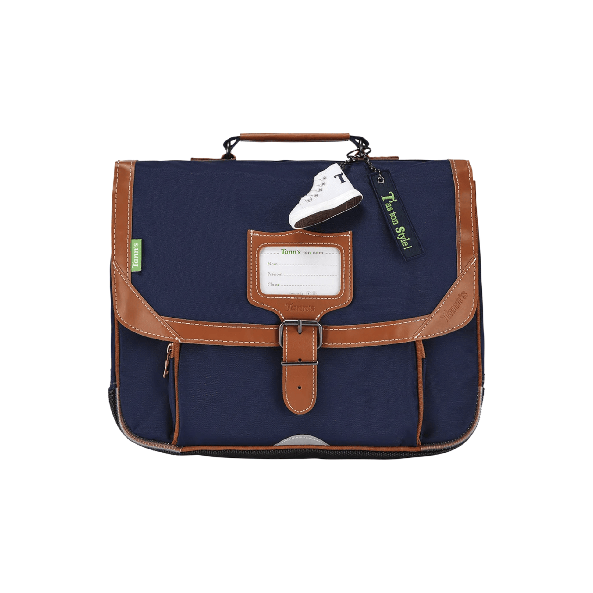 Cartable Tann's Camille Bleu 35 cm vue de face pour élève de CP