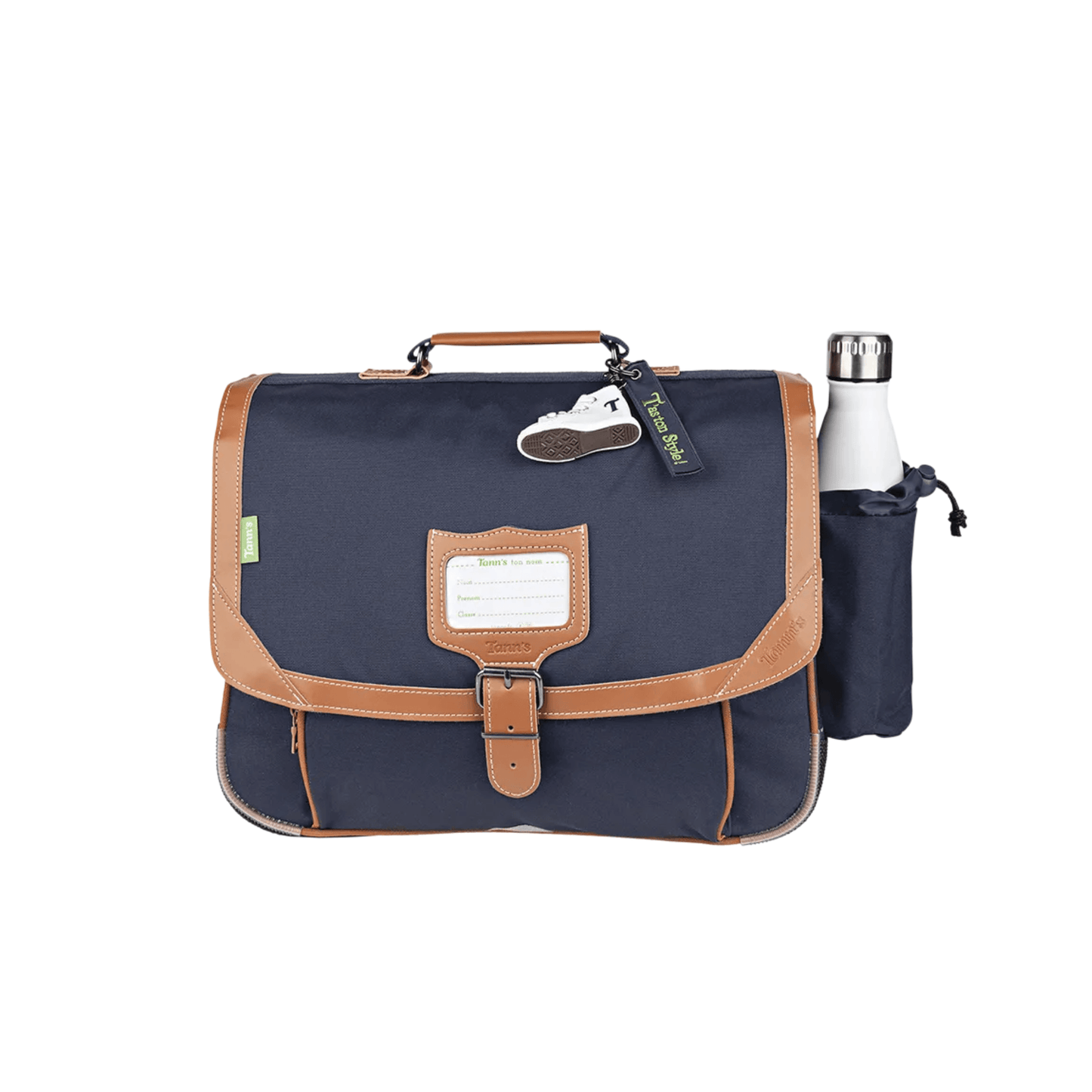 Cartable Tann's Camille Bleu 38 cm avec poche gourde amovible vue de face