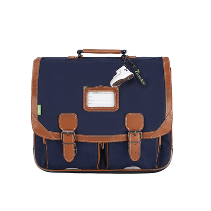 Cartable Tann's Camille Bleu 41 cm vue de face avec double fermeture