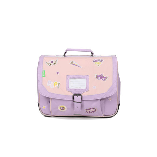 Cartable Tann's Diana 35 cm rose et lilas vue de face pour fille CP CE1
