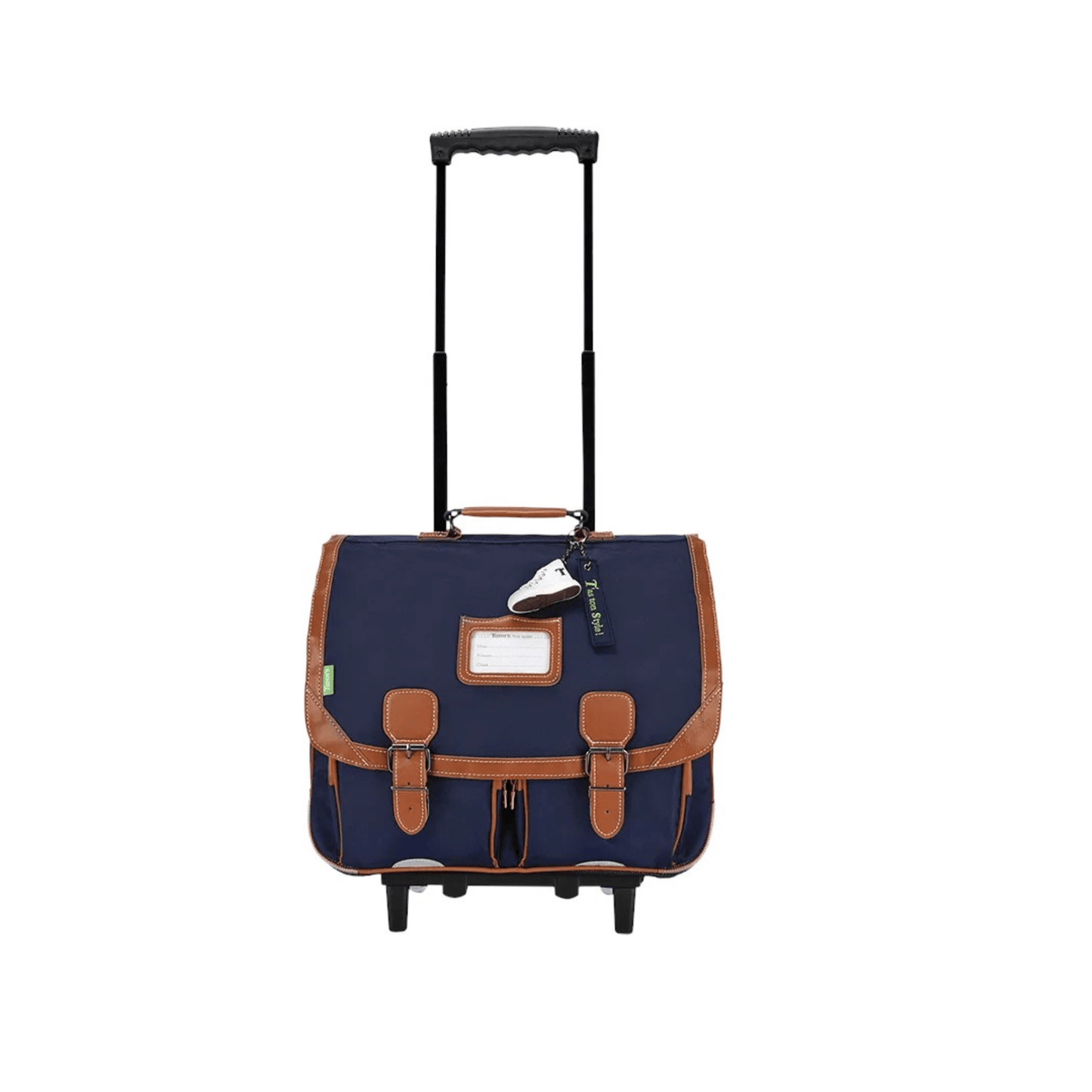 Cartable trolley Tann's Camille 41cm bleu sac scolaire roulettes primaire vue face
