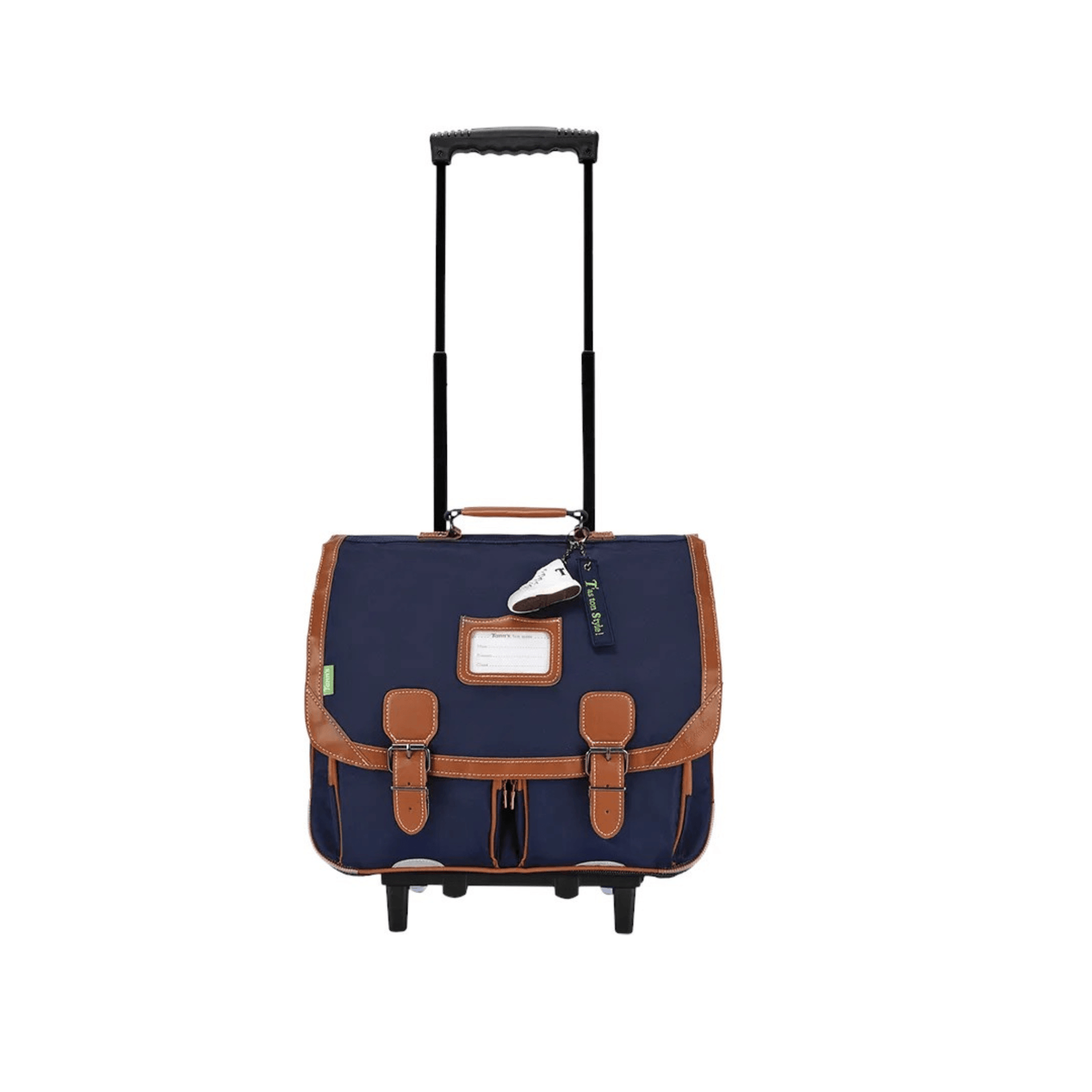 Cartable trolley Tann's Camille 41cm bleu sac scolaire roulettes primaire vue face
